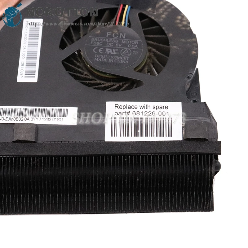 NOKOTION ноутбук CPU вентилятор охлаждения для HP 5100 5A02TX DV4 5000 радиатор вентилятора 681226