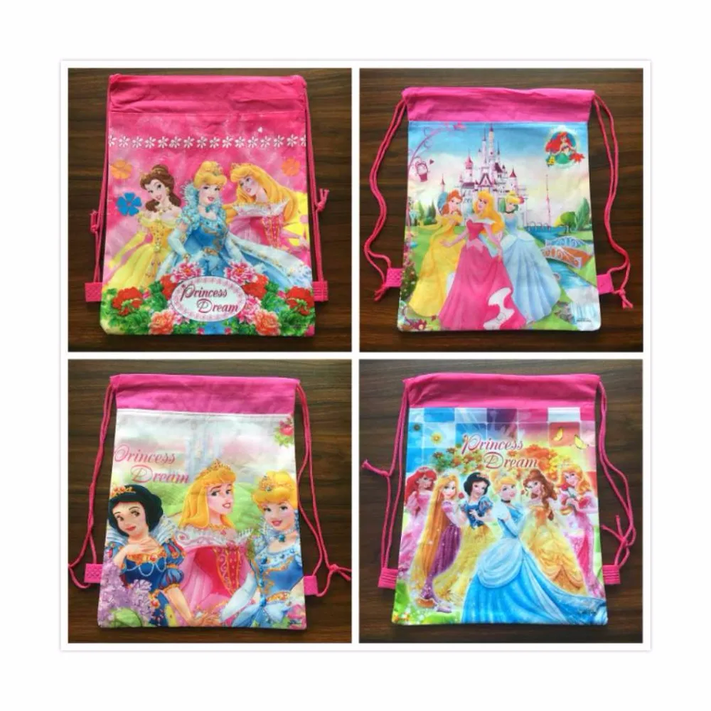12 шт. Принцесса мультфильм нетканые ткани drawstring рюкзак школьный сумка для
