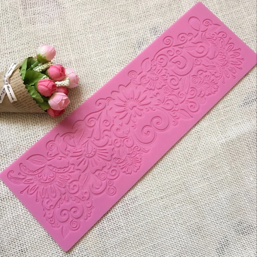 

Lace silicone mold Lace fondant cake decorating tool Mousse trimming tools Chocolate embossing mold