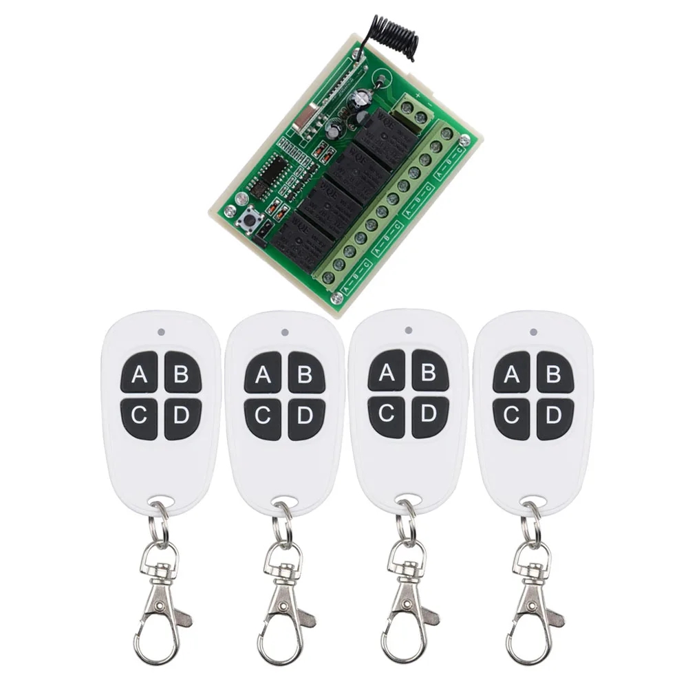 DC12V 4CH 10A RF Беспроводной удаленного Управление переключатель 433 мГц 4 кнопки белый