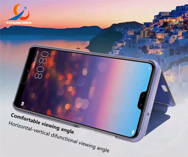 Для Huawei p20 pro Plus Lite P Smart заказать 7 s Mate10 Honor9 Clear View Смарт Флип Chrome зеркало кошелек