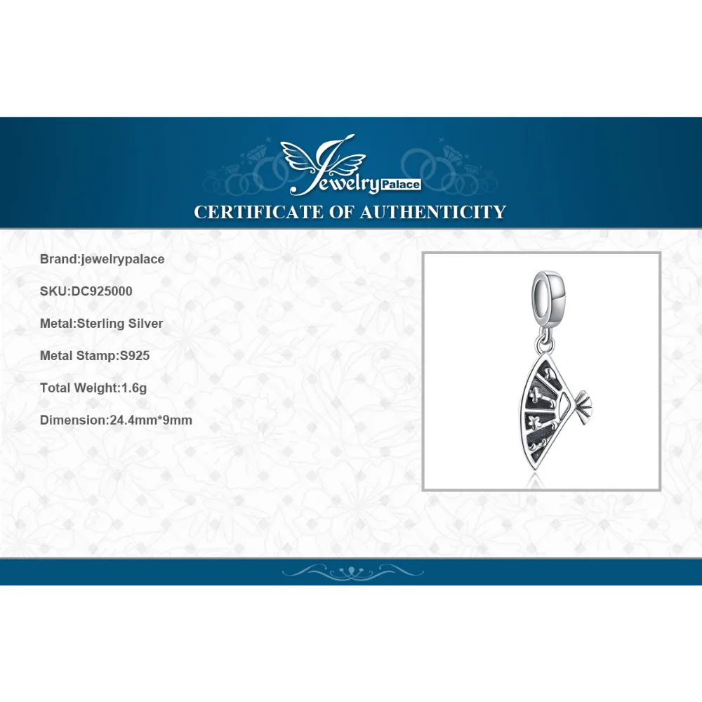 JewelryPalace 925 Sterling Silver Traditional Folding Chinese Fan Charm 2018 New Hot Sale Beautiful Gift For Mother And Daughter | Украшения