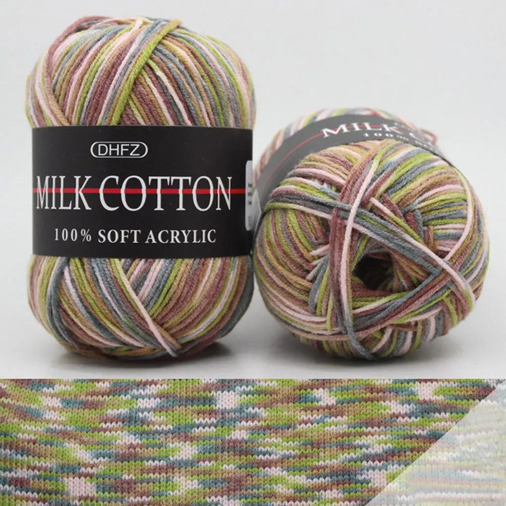 50g/Ball Colorful 3 ply Yarn Handmade DIY Scarf Pillow Blanket Knitting Crochet Soft Milk Cotton Yarn Hand Knitting Supplies