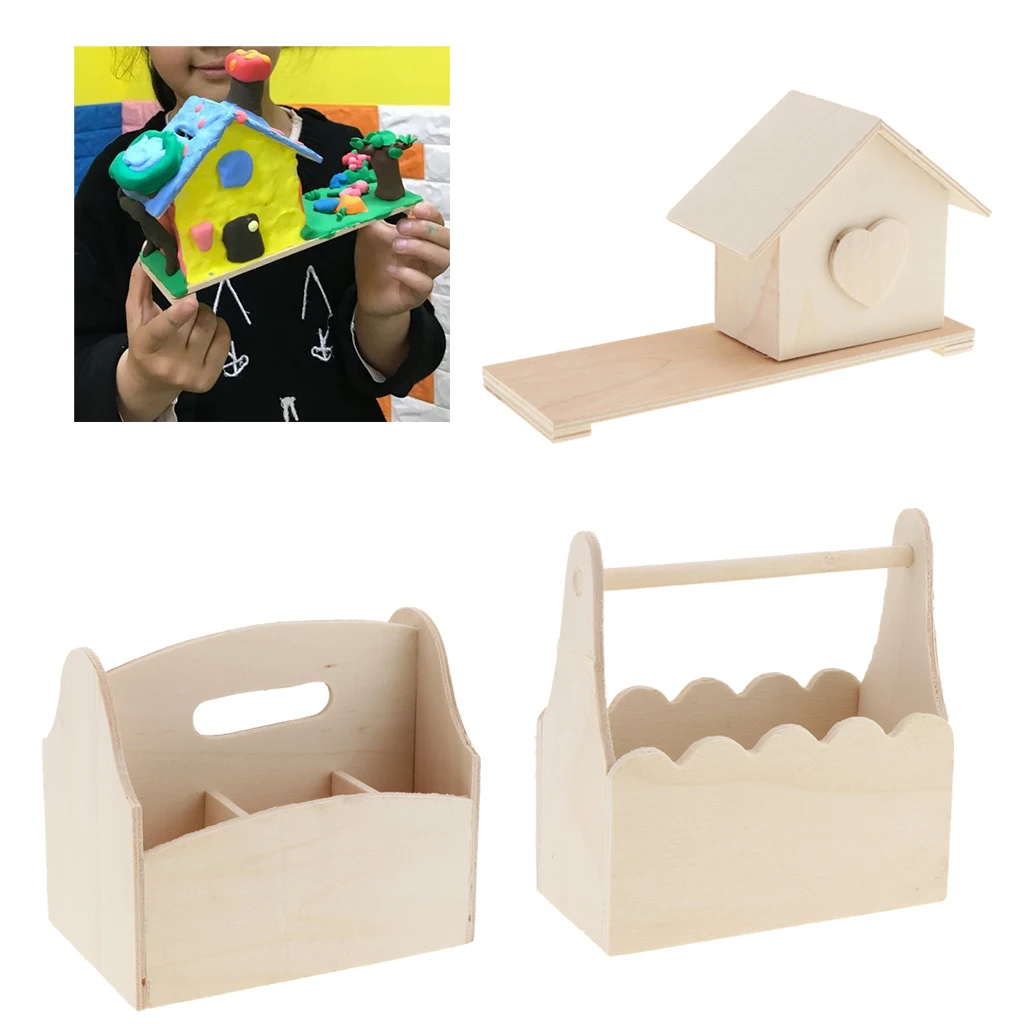 MagiDeal специальный дизайн Неокрашенный Деревянный DIY коробки для денег корзина дом ручка контейнер узор ремесло Домашняя Коллекция декоративные