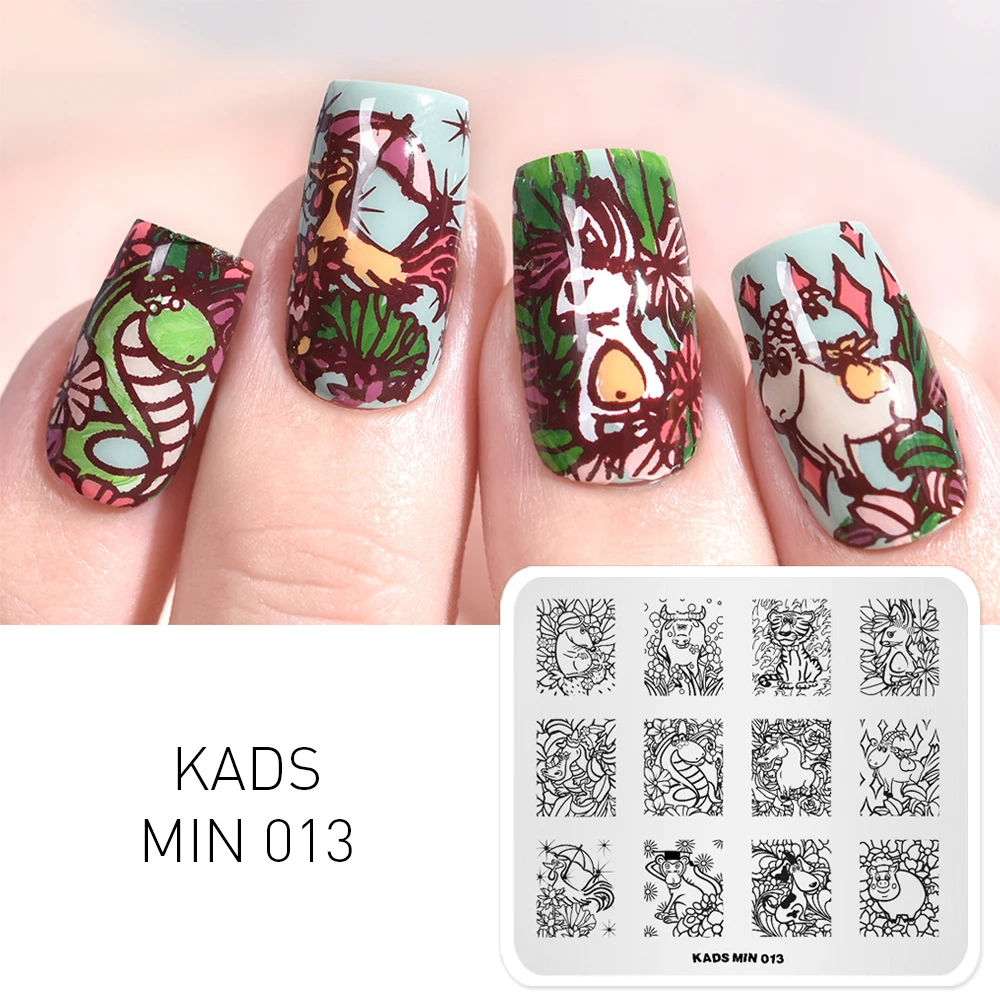 KADS MIN 12 Китайские зодиаки Искусства Ногтя Трафареты Шаблон Для Стемпинга Трафарет Красоты Украшения DIY Инструменты