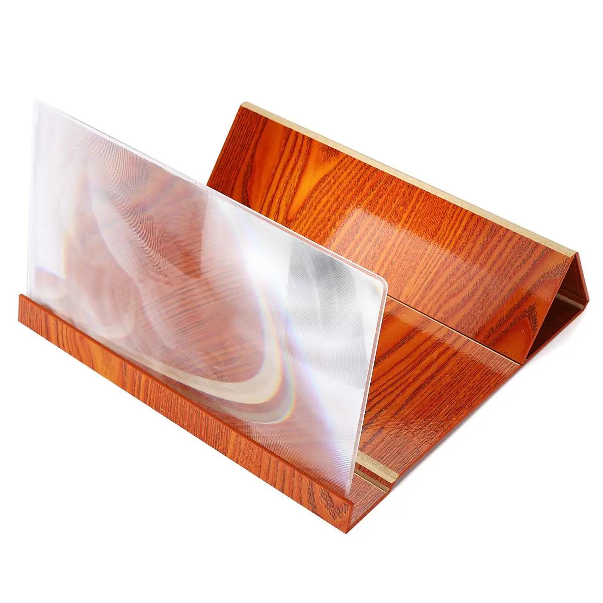Brown wood grain 12 дюймов 3D увеличитель для экрана телефона усилитель складной дизайн HD увеличение видео стекло часы 3d фильмы смартфон кронштейн держатель - Цвет: Brown wood grain