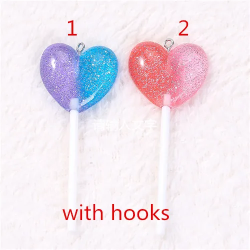 silver hooks 12 шт. 71*25 мм разноцветный леденец, амулеты с плоской задней стороной, блестящая Конфета из смолы, кабошоны для кулона, ожерелья, сережек, сделай сам - Окраска металла: silver hooks