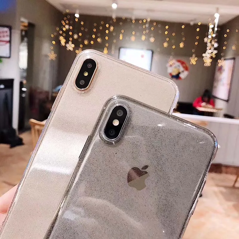Роскошный блестящий чехол для телефона iPhone XS Max XR прозрачная задняя крышка из ТПУ
