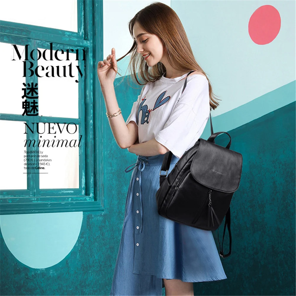 Sac A Dos Femme, женский рюкзак из искусственной кожи высокого качества, модные школьные сумки для девочек-подростков, повседневный женский черный рюкзак для путешествий