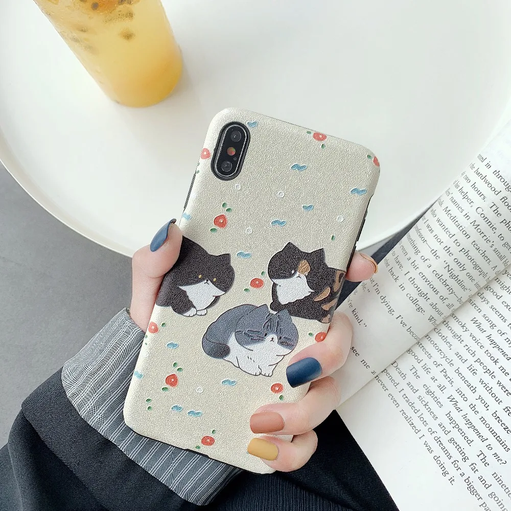 ORYKSZ Cartoon Cat Matte Soft Phone Cases For iphone XS Max Case X XR 8 7 6S 6 Plus Cover Fashion Silicone Capa |
