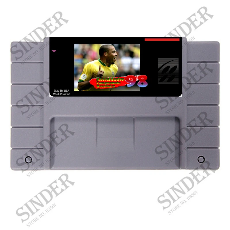 

16-битная большая серая игровая карта Ronaldinho 98 для игроков NTSC