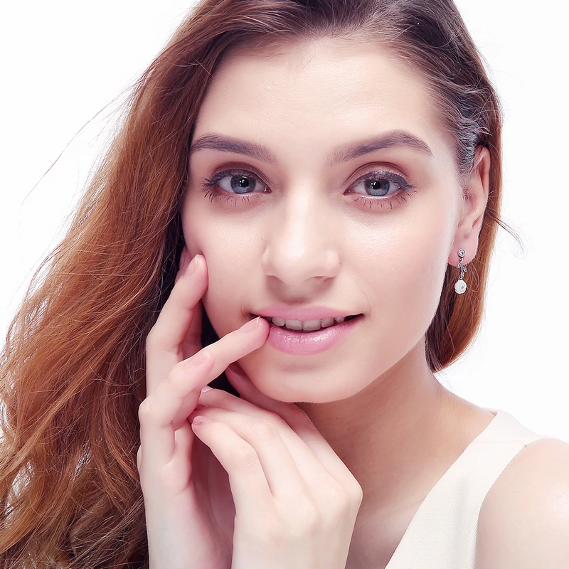 LZESHINE 100% стерлингового серебра 925 Белый цветок кулон серьги с AAA Цирконий Для