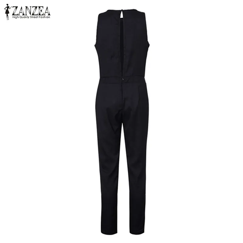 Женский комбинезон черный без рукавов большого размера для лета 2019|summer rompers womens