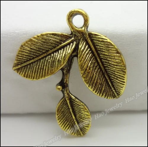 40 шт винтажные Подвески в виде листьев дерева антикварные золотые браслеты
