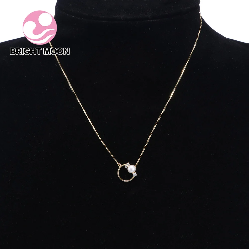 Bright Moon Hollow Circle 925 sterling silver Pearl pendants 100% Freshwater Necklace Jewelry Wedding Accessories | Украшения и