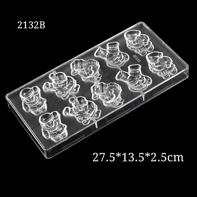2132B 3D Рождественская форма Санта Клауса поликарбонатная форма для шоколада Сделай Сам выпечка Кондитерские инструменты сладкие конфеты форма для пудинга, желе - Цвет: 2132B