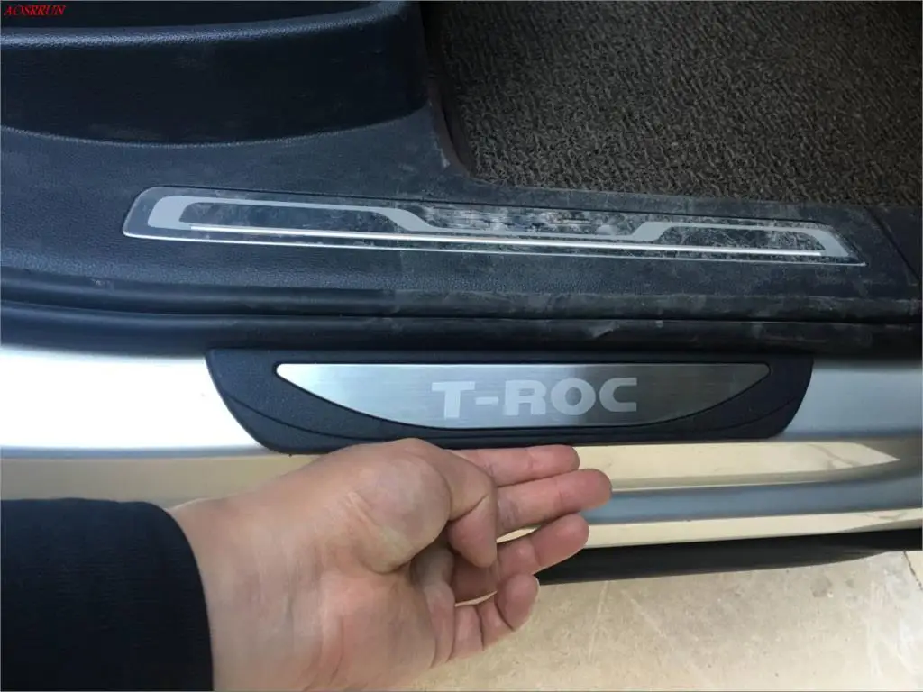 Для Volkswagen VW T-ROC нержавеющая сталь порога полосы добро пожаловать педали отделка Авто Стайлинг наклейки аксессуары 4 шт