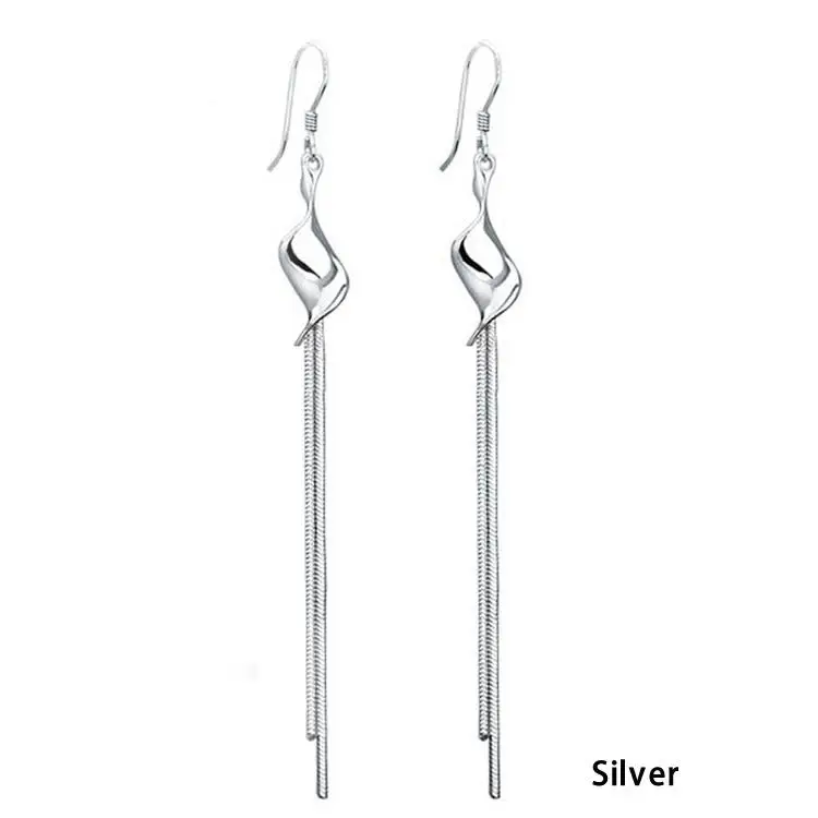 Mildly Silver Exaggerated Twisted Korean jewelry Sale Tassel Version Earrings Piece Fashion earrings pendientes oorbellen hot | Украшения и