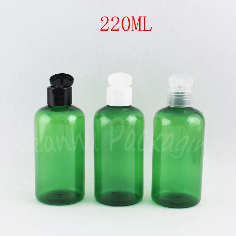 

220ML Green Round Shoulder Plastic Bottle , 220CC Empty Cosmetic Container , Shampoo / Lotion / Toner Sub-bottling ( 24 PC/Lot )