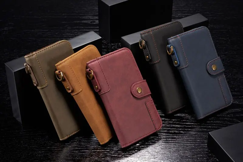 Чехол-Кошелек на ремешке для samsung Galaxy Note 8, 9, 10 Pro, S7 Edge, S8, S9, S10 Plus, S10e, откидная крышка из искусственной кожи, чехол для телефона