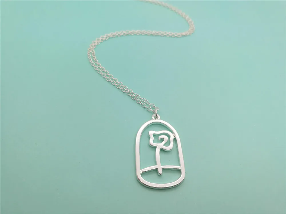 Ожерелье из террариума с очаровательной розой ожерелье цветком и символом