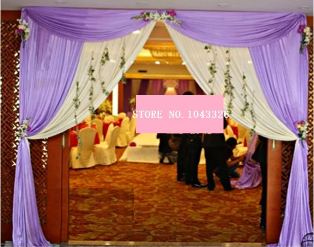 

3*4m (10ft*13ft) light purple ice silk fabric wedding party door decor gate backdrop drapery curtain with swag