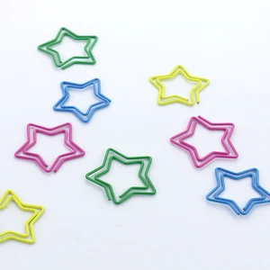 Пачка, 20 шт.лот, фиолетовые, зеленые, желтые, синие бумажные зажимы, металлический зажим, закладки для хранения, офисные аксессуары, милые Зажимы для бумаги в виде звезд H0116