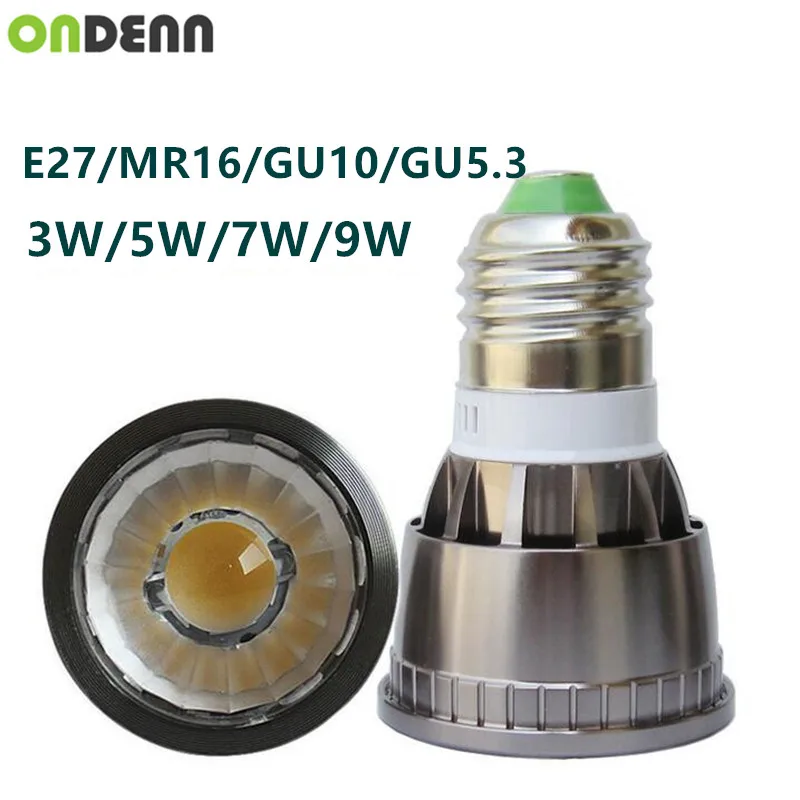 3W 5W 7W 9W COB Светодиодный прожектор AC85-265V 12VDC 2 контакта Светодиодная лампа