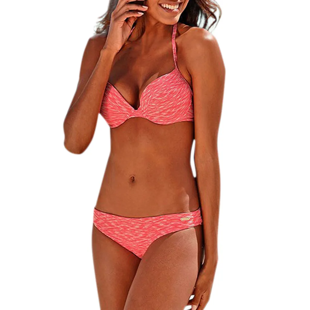 

2019 Sexy Women Bikini Beachwear Swimsuit Swimwear Bikini Sets Push-Up Padded Bra Biquini Bather Swimming Swimsuit Female L30218
