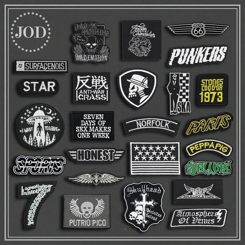 

High Quality Military Clothes Patch Cheap Embroidery Iron on Suppliers Patches Ironing Biker Skull Transfer Stickers Alien