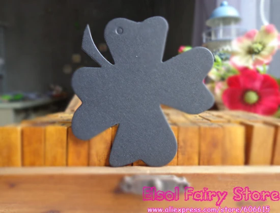 500 шт. строки в комплекте креативный дизайн клевера удачи черная Подарочная бирка