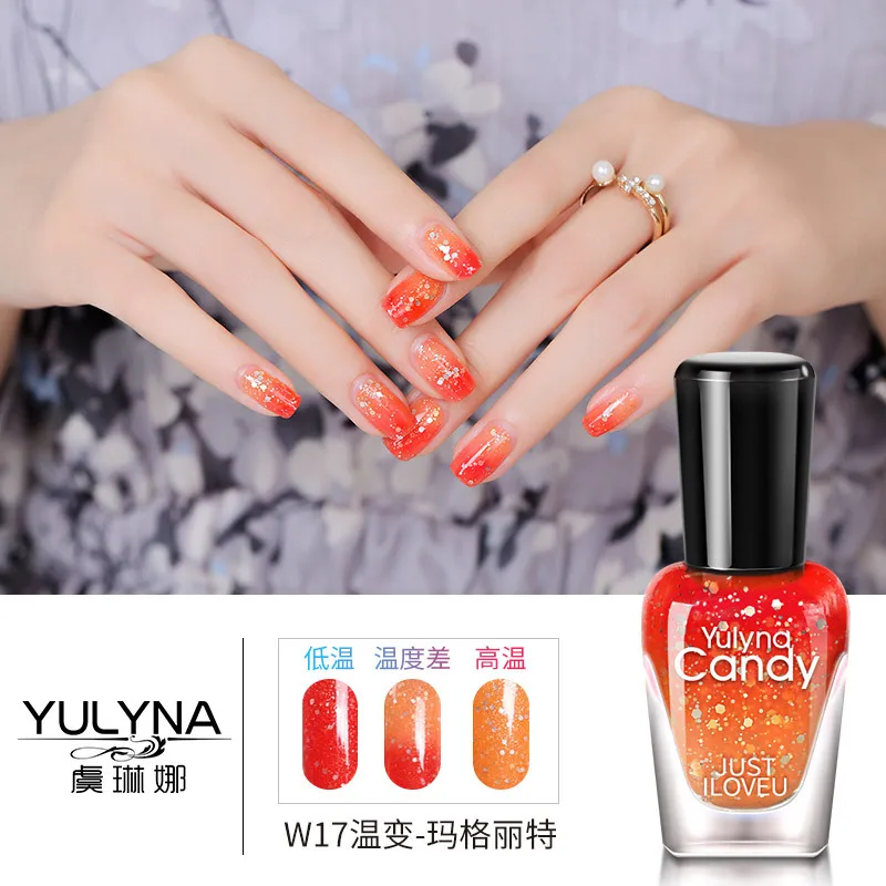 YULINA Thermal Nail Polish Temperature Color Changing Water-based Varnish Shimmer Lacquer Long Lating Quick Drying | Красота и