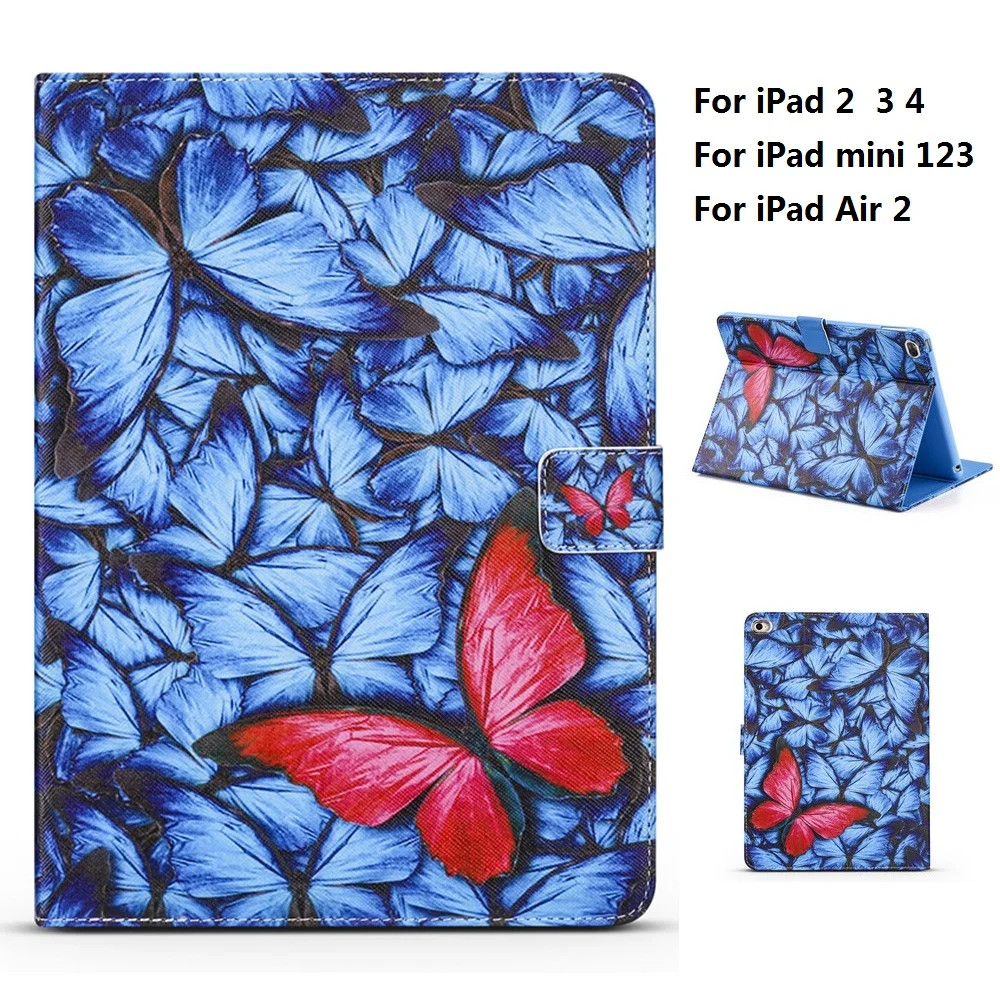 Чехол из искусственной кожи с синей бабочкой и подставкой для iPad Air 2 3 4 Mini 1 3|ipad mini