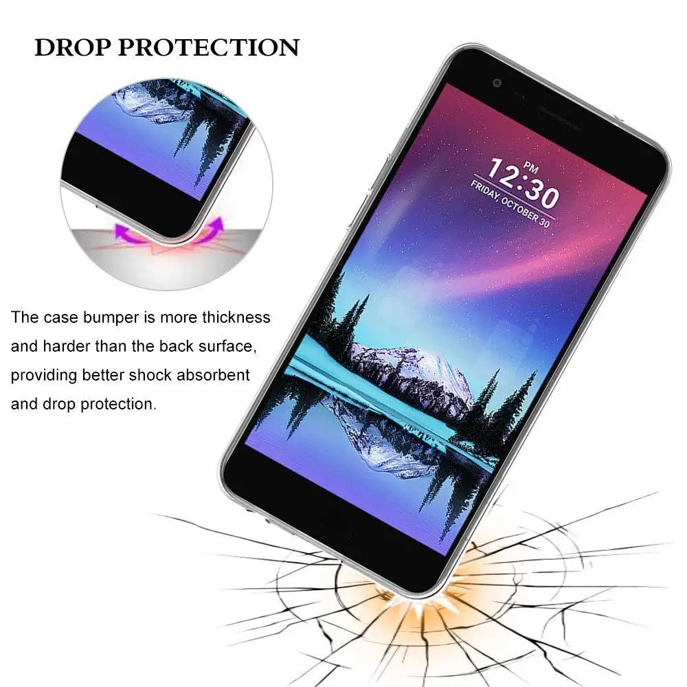 Чехол для LG K3 K4 K7 K8 K10 2017 TPU Силиконовый Прозрачный Бампер Мягкий чехол прозрачная