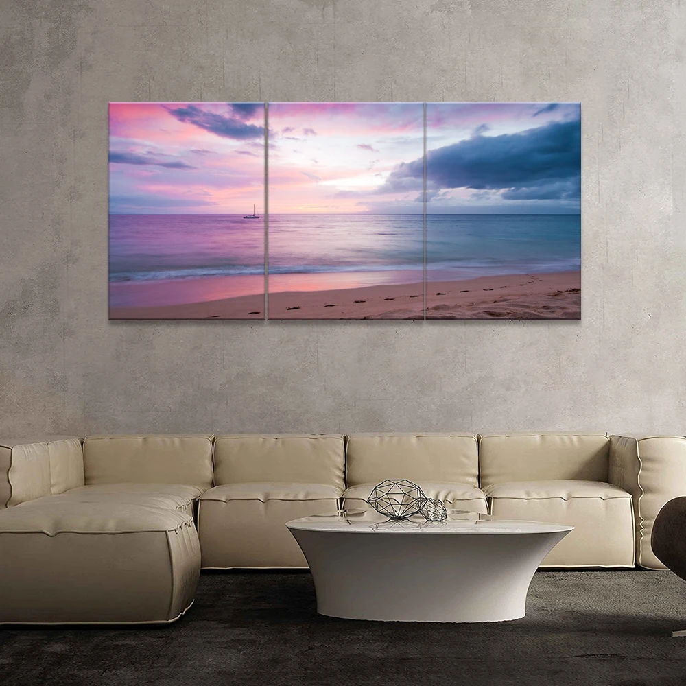 3 шт. настенная живопись на холсте цветной небесно-голубой пляж цифровой пейзаж