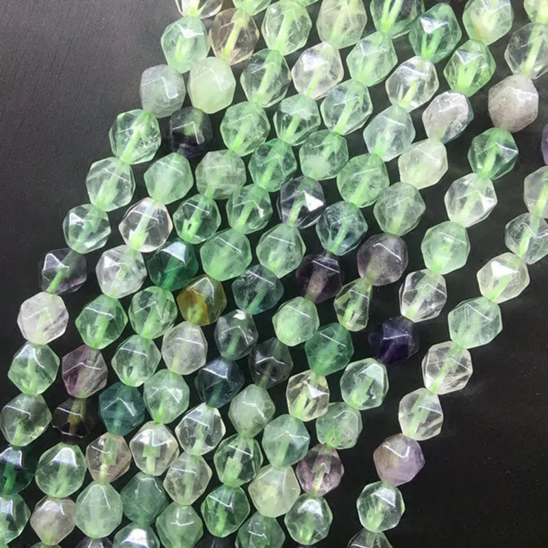 6-10mm Natural Faceted Purple &amp Green Fluorite Beads For Jewelry Making Necklace 15'' Needlework DIY Bracelets | Украшения и