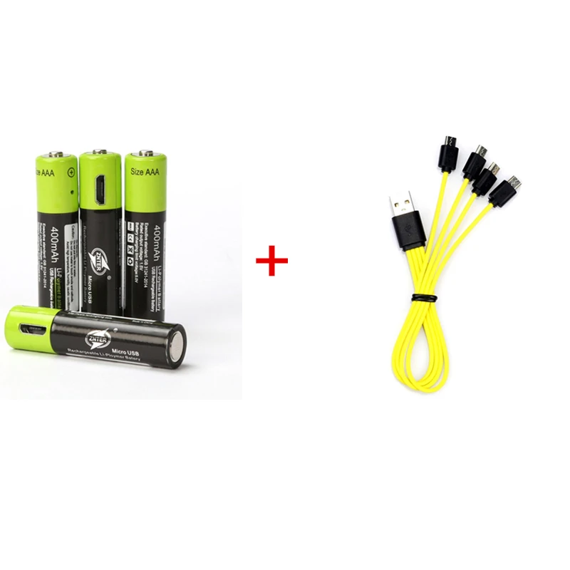 4pcs with usb cable ZNTER 4 шт Mirco USB аккумуляторная батарея aaa батарея 400mAh 1,5 V игрушки пульт дистанционного управления батареи литий-полимерная батарея - Цвет: 4pcs with usb cable