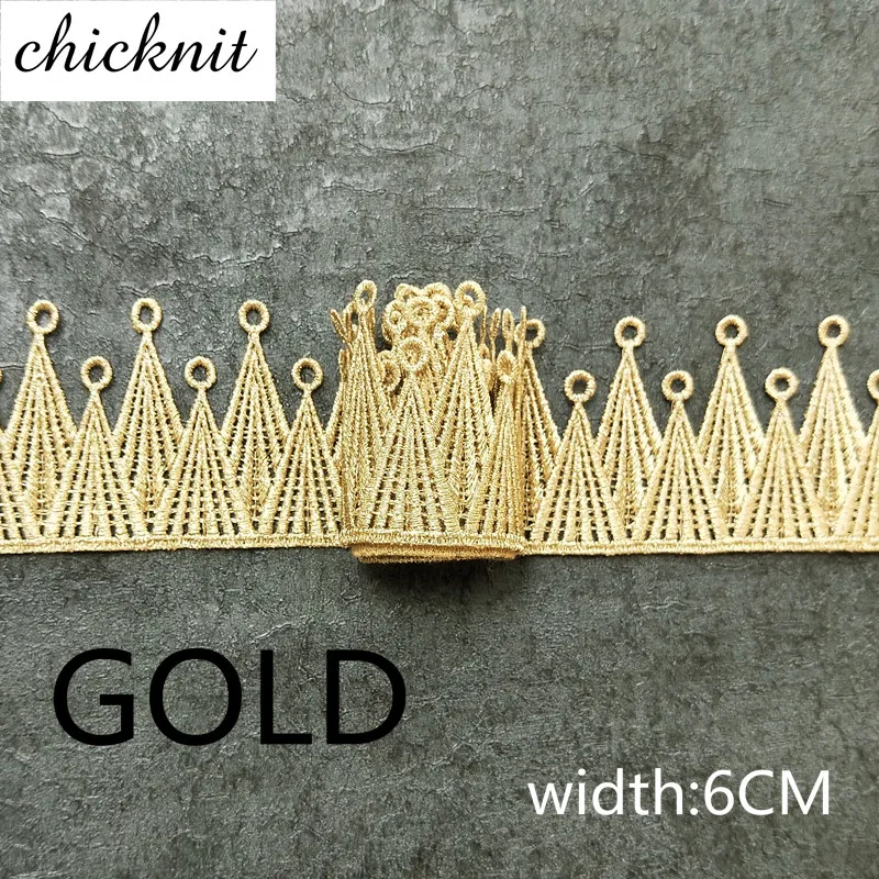 CHICKNIT ширина 6 см Золотая Серебряная Водорастворимая вышитая корона цветок