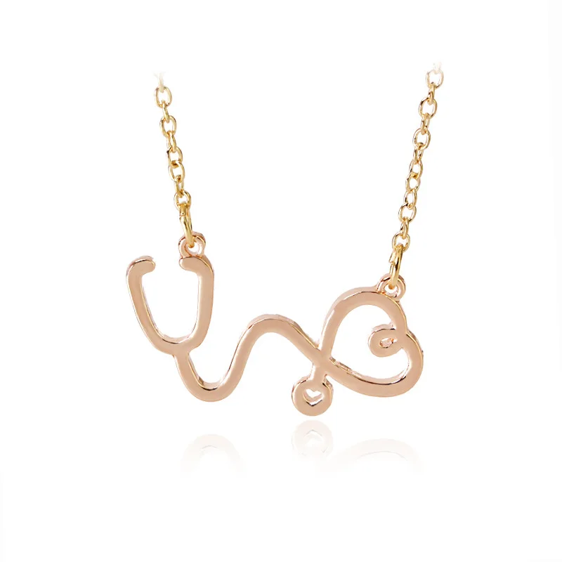 Ожерелье в виде стетоскопа кулон 3 цвета розовый Золотой Серебряный новейшее