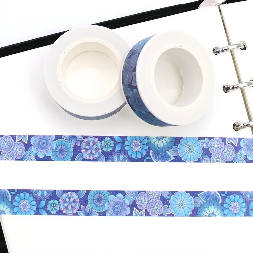 1 шт. Творческий красивый синий цветочный узор васи клейкая лента Бумага ленты