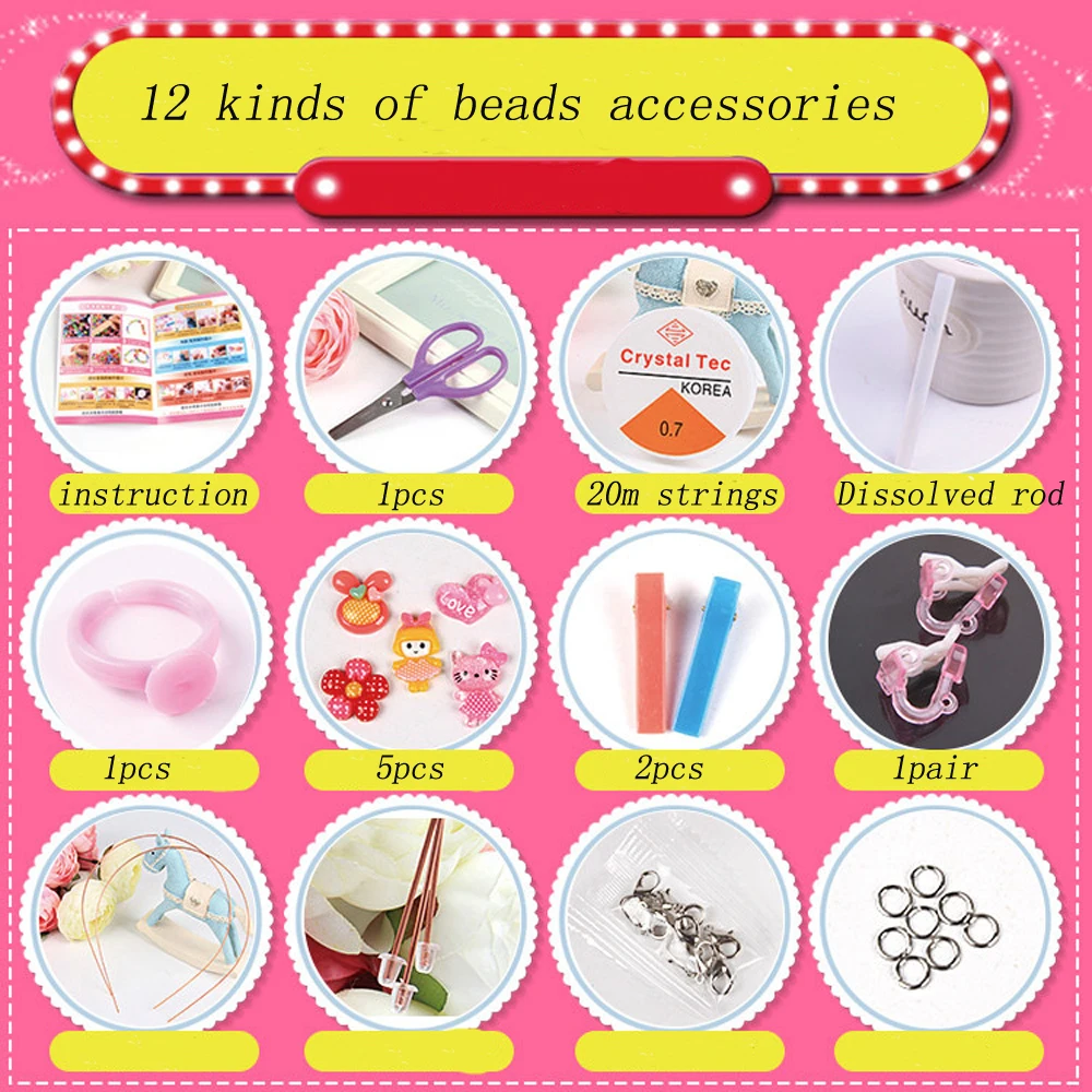 24 Сетки DIY красочные детские игрушки бусы ручной работы для девочек Ожерелья