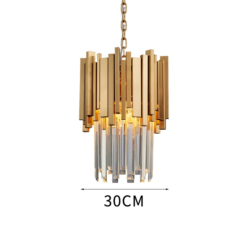 1pc dia 30cm gold Маленькая круглая Золотая кухонная люстра, современная роскошная хрустальная лампа k9 для столовой, роскошная хромированная Подвесная лампа для фойе - Цвет абажура: 1pc dia 30cm gold
