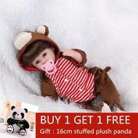 43cm bebe reborn silicone baby dolls lifelike newborn girl monkey clothes babies juguetes brinquedos buy 1 get 1 free gift