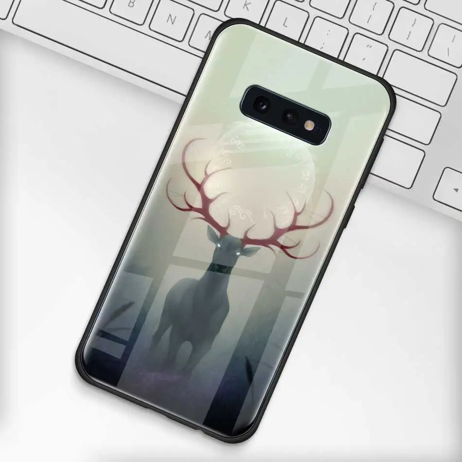 Чехол из закаленного стекла с изображением животных оленя льва для samsung Galaxy S10 S10e S9 S8 S10 Plus Note 9 A50 A30