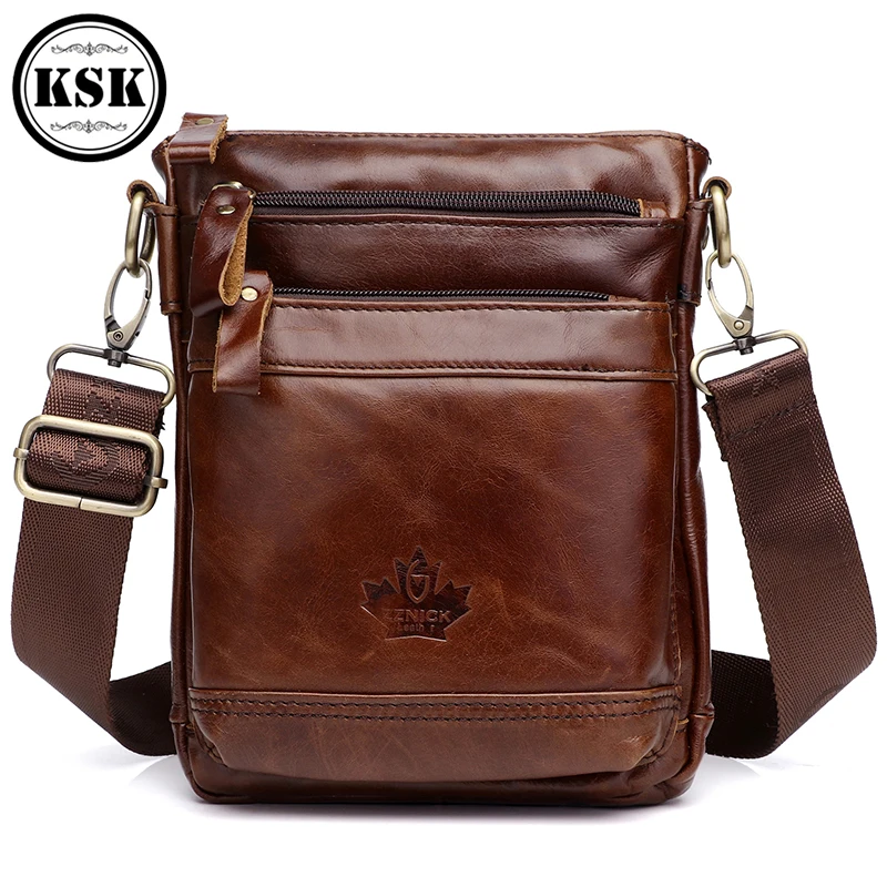 Men Genuine Leather Messenger Bag Handbag Shoulder 2019 Fashion shoulder bags Flap Zipper Crossbody Leather Bag KSK