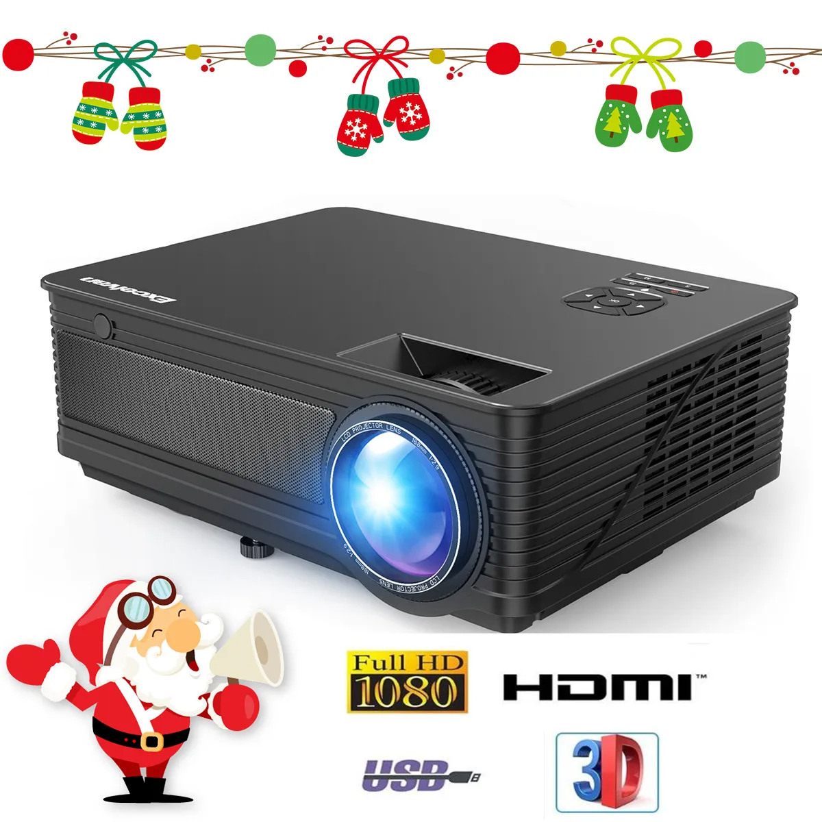 EU PLUG Excelvan M5 проектор 1280x768 1080 P Full HD Поддержка 200 дюйма проекции Размеры HDMI Интерфейс проекторы - Цвет: EU PLUG