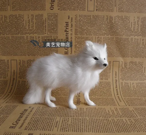

Simulation white fox polyethylene&furs fox model funny gift about 16cmx5cmx12cm