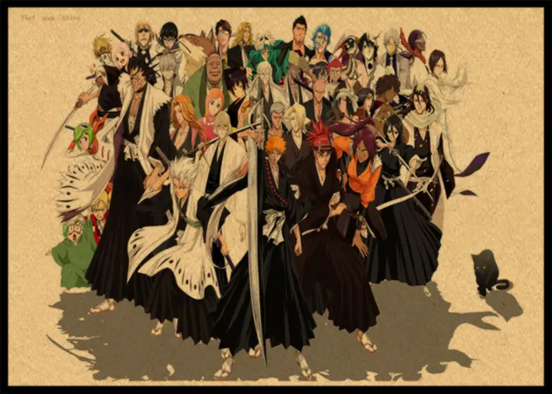 BLEACH Kurosaki ichigo Kuchiki Rukia стикер на стену плакат из крафт-бумаги японского аниме 42*30 см без рамки - Цвет: Армейский зеленый