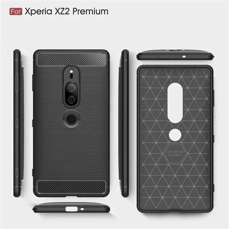 Для Sony XZ2 премиум класса Роскошный Матовый углеродное волокно мягкий ТПУ тяжелый