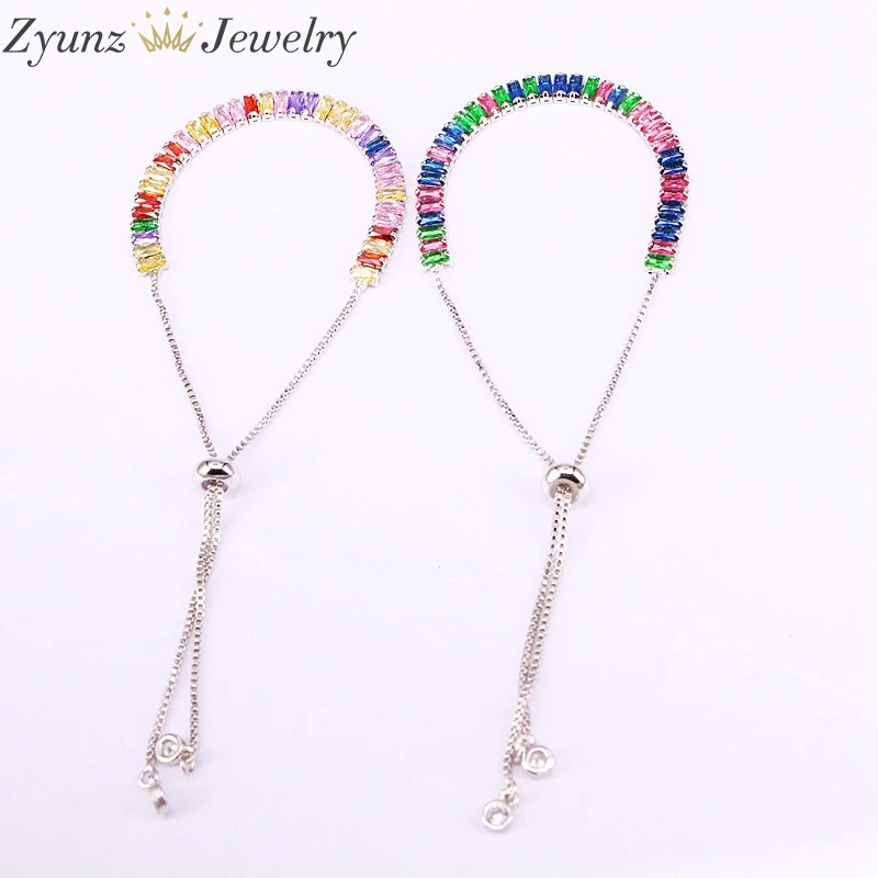 10 шт Модный Блестящий cz браслет Радуга Красочные теннисная цепочка великолепный